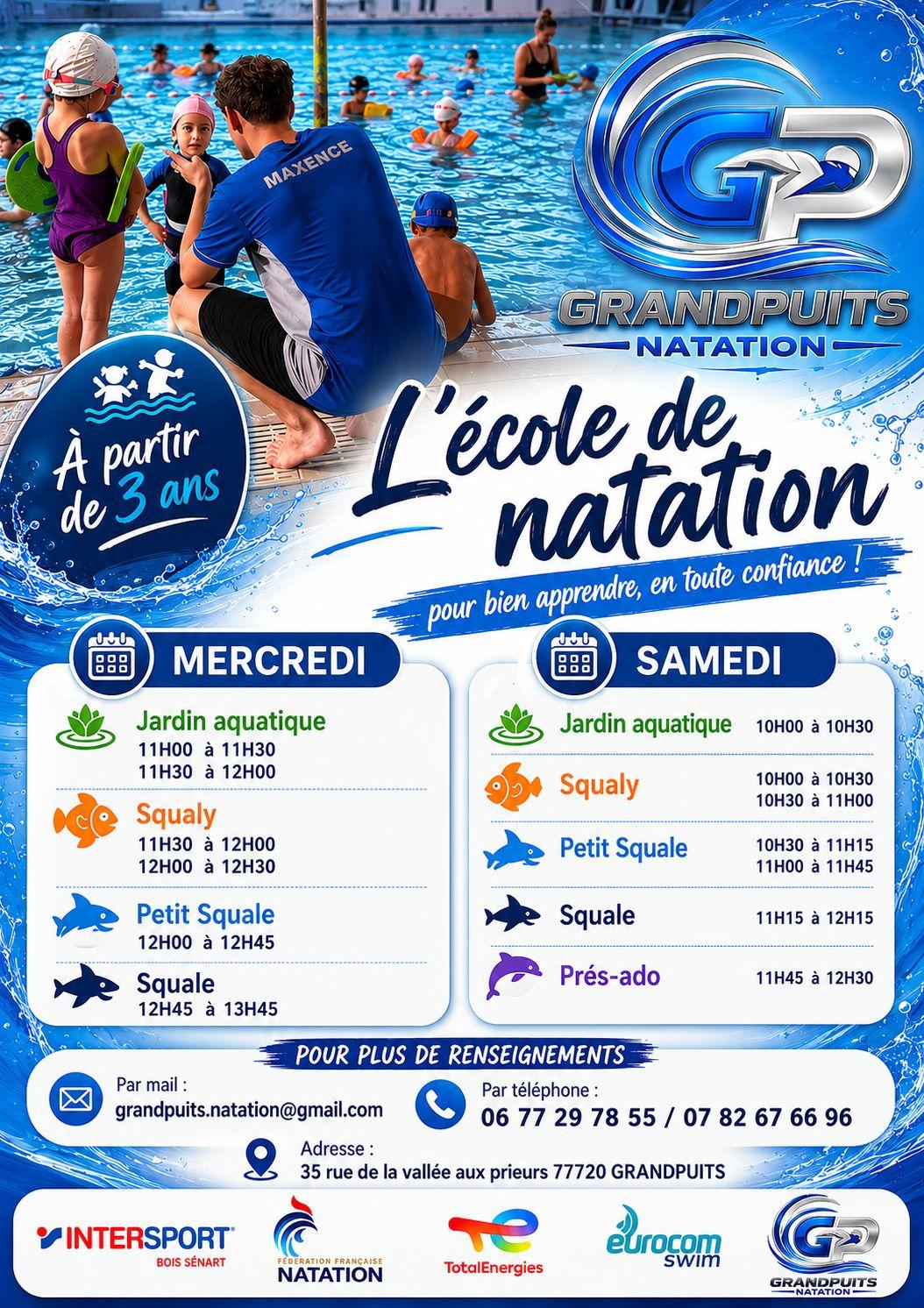 2026 2027 affiche ecole natation